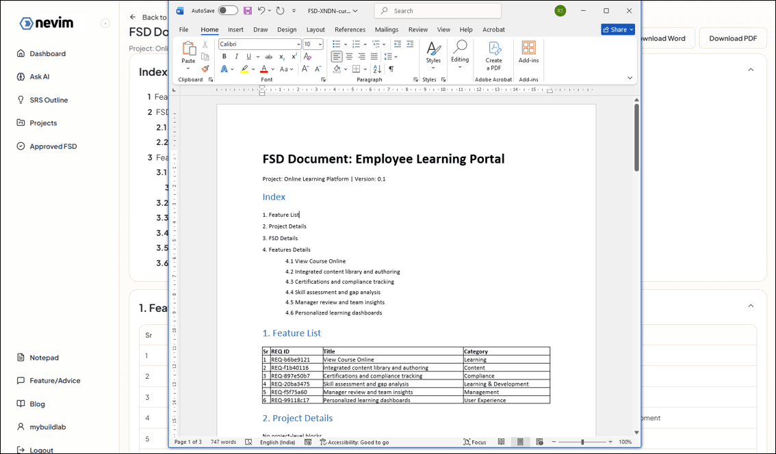 Download SRS as Word