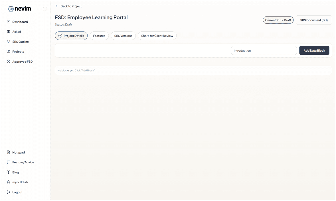 Add project details section
